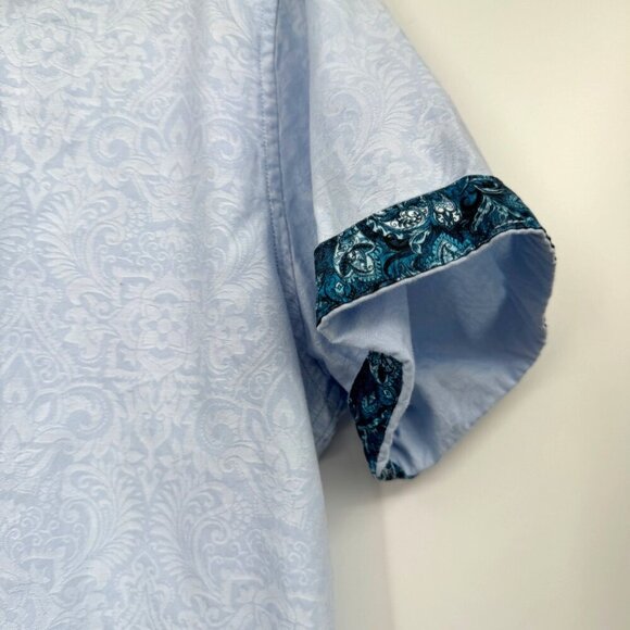 ROBERT GRAHAM Geometric blue on blue design Short Sleeve Shirt - Picture 4 of 11